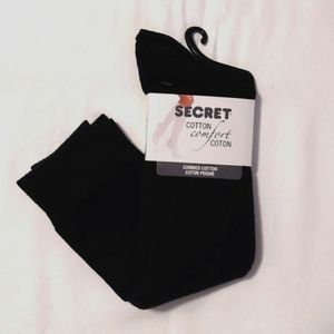 SECRET Women's 2 Pack Black Knee Socks NWT Size 6-10 Shoe Size